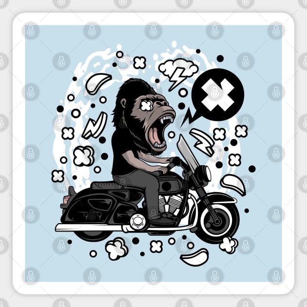 gorilla biker illustration Magnet by Mako Design 